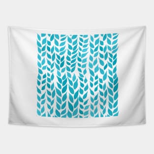 Simple Watercolor Leaves -  Light Blue & Navy Tapestry