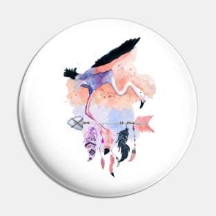 Landing Flamingo – Boho Style Pin