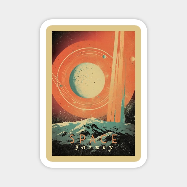 Space Adventure Vintage Travel Poster Magnet by GreenMary Design