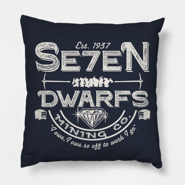 Seven Dwarfs Mining Company Pillow by Alema Art