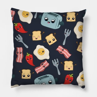 Kawaii Breakfast Pattern Pillow