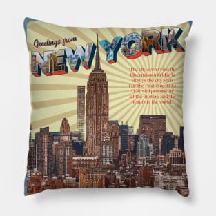 New York City Retro Style Pillow