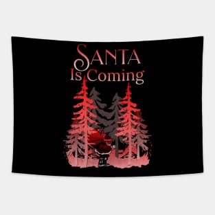 Santa Is Coming Traditional Red Tapestry