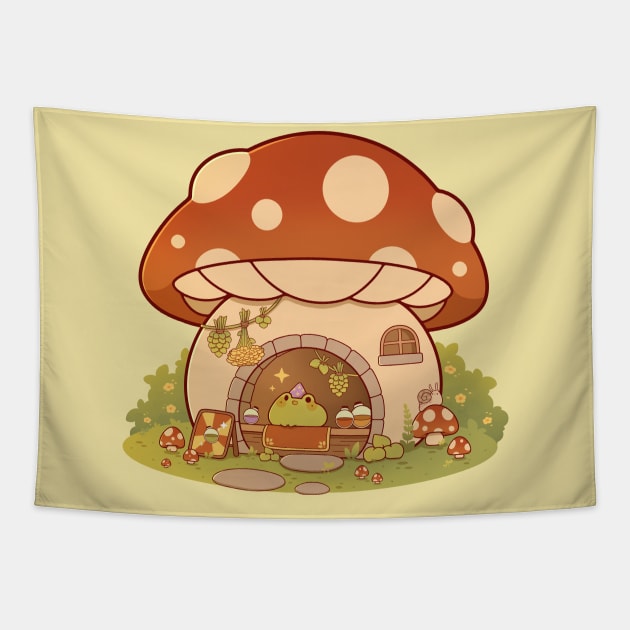 Mushroom potion shop Tapestry by Rihnlin