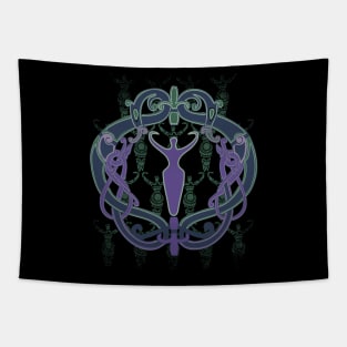 Celtic Goddess Symbol Ultraviolet Green Tapestry