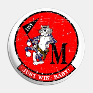 F-14 Tomcat - Just Win, Baby - Red - Grunge Style Pin