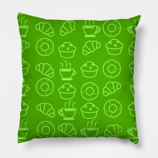 Pastry / Bakery Shop Style Seamless Pattern - Green Pillow