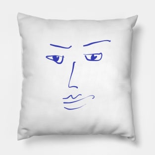 Minimalist Unimpressed Face Line Drawing Pillow