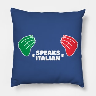 Talking hand gestures in flag colors with text Pillow