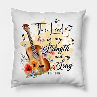 My Strength is In You Lord, Psalms 118:14 Bible Verse, Flowers Guitar Pillow