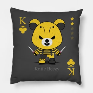 Knife Beezy Evil bear knife cute scary cool Halloween card Pillow