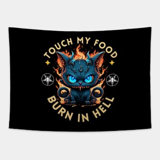 Angry Demonic Cat Food Tapestry