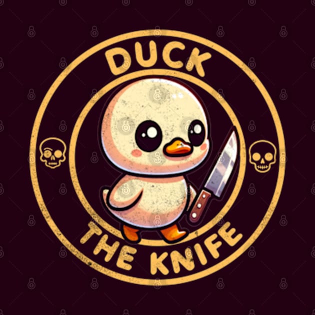 Duck The Knife Funny Duck Holding Knife by hippohost