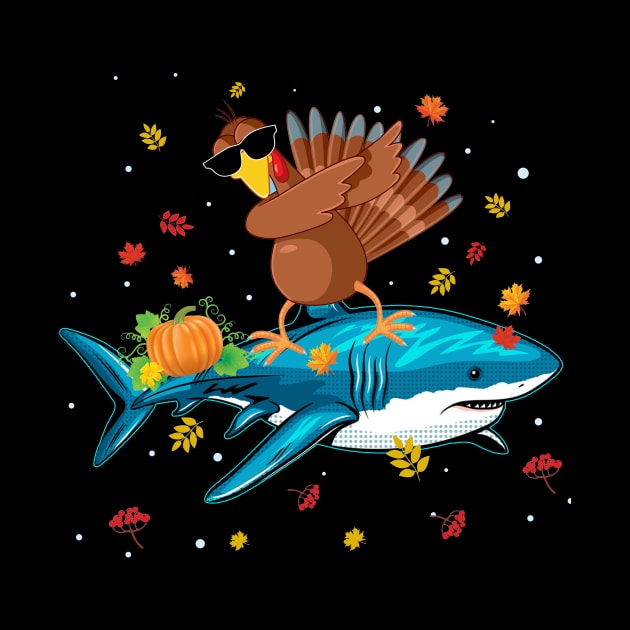 Dabbing Turkey Riding Shark Thanksgiving Christmas Gift by MarrinerAlex