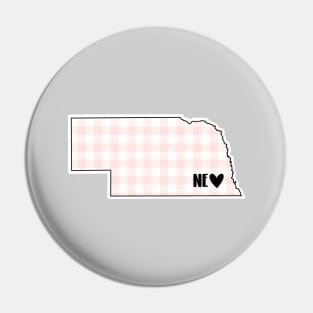 USA States: Nebraska (pink plaid) Pin