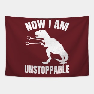 Unstoppable t rex Trex Vector White Tapestry