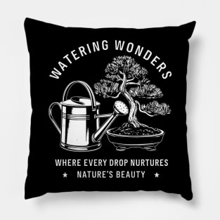 WATERING WONDERS: A Grayscale Tribute to Nature's Beauty, One Drop at a Time Pillow