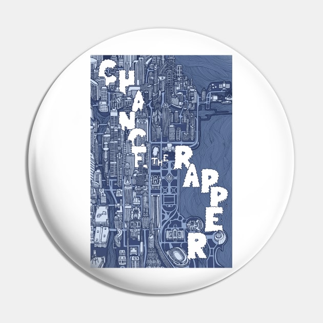 Chance the Rapper Chicago Map (Front) Pin by illustravery