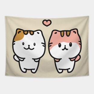 Couple of kawaii cute cat cartoon Tapestry