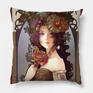 Cute Victorian Girl Floral Steampunk Pillow