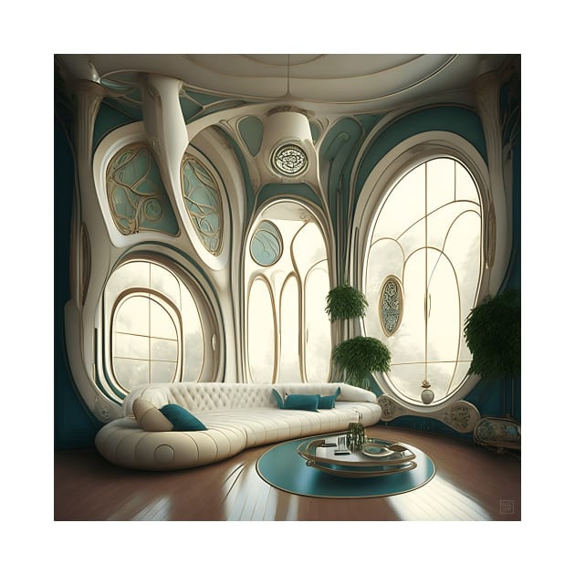 [AI Art] My future living room, Art Nouveau Style by Sissely