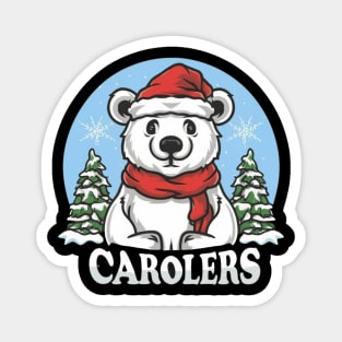 Polar bears, caroling, Christmas, snow, Arctic, holiday, festive, singing, scarves, adorable Magnet