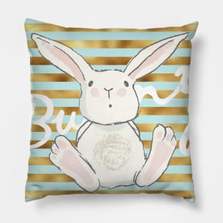 Little bunny on cute pattern Pillow