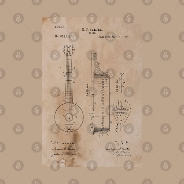 Vintage Banjo Patent by JoolyA