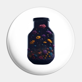 Cosmic Flowers in a Mason Jar Pin