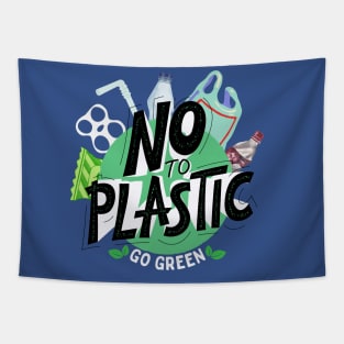 No To Plastic Go Green Tapestry