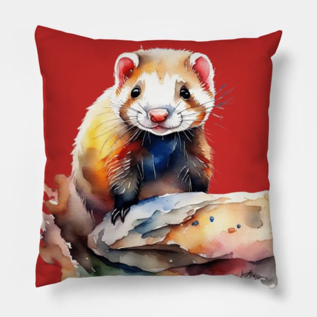 Cute ferret gift ideas Pillow by WeLoveAnimals