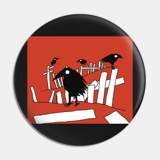 Crows on fences Pin