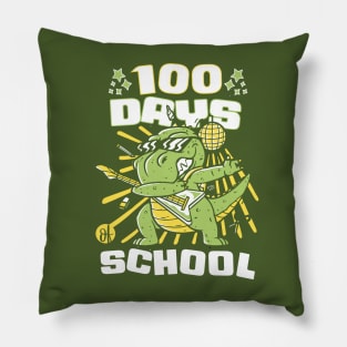 100 Days of school featuring a Rocking T-rex dino #2 Pillow