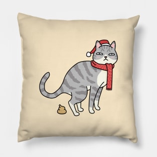 Christmas Tabby Cat Pooping Pillow