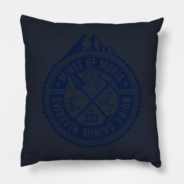 Mines of Moria Dwarven Mining Union Pillow by MindsparkCreative