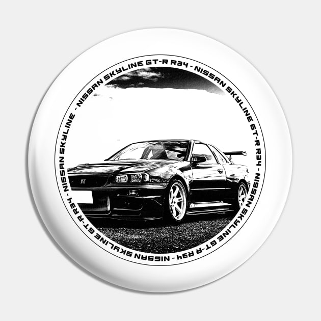 NISSAN SKYLINE GT-R R34 Black 'N White 4 Pin by Cero