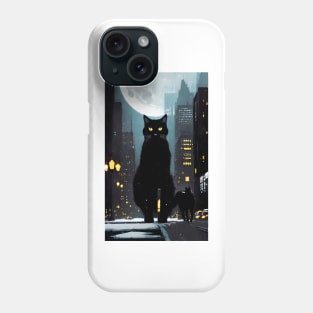 Black yule Cat at night 7 Phone Case