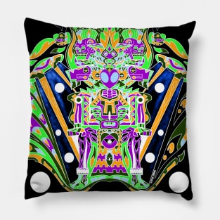 the tropical alien astronaut in mictlan pattern ecopop Pillow