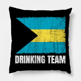 Bahamian Drinking Team Graphic for Men Women Funny Bahamas Flag Pillow