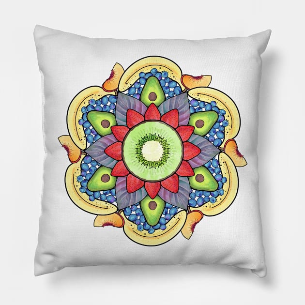 Fruit Mandala Pillow by pelledear