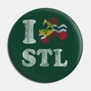 Love St Louis Flag Irish Shamrock St Patricks Day Pin