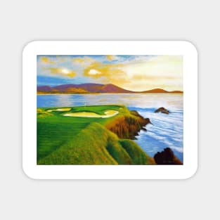 Beautiful acrylic on canvas of the 7th hole at Pebble Beach Magnet