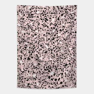 'Speckle Party' Soft Pink Black White Dots Speckle Terrazzo Pattern Tapestry