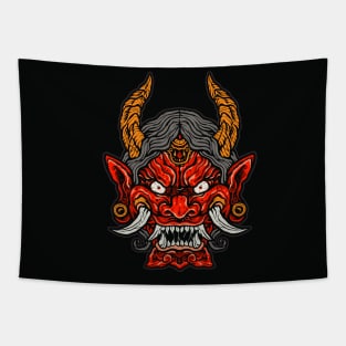 Japanese Oni Demon mask Tapestry