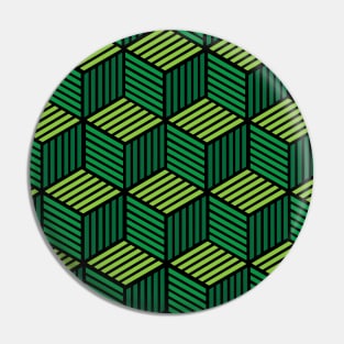 Green Cube Escher Pattern Pin