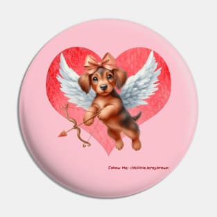 Cute Valentine Cupid Dachshund Heart Pin