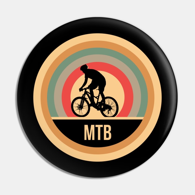 Retro Vintage MTB Gift For Mountain Bikers Pin by OceanRadar