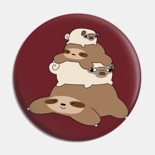 Pug and Sloth Stack Pin