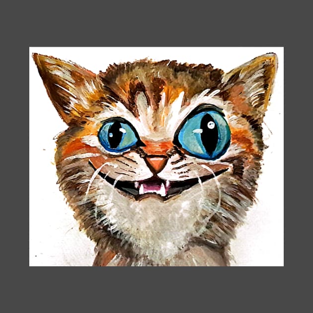 Demented crazy derpy cat acrylic by Idrawfaces