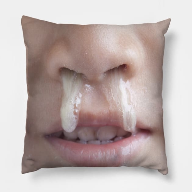 Funny Runny Nose Kid Birthday Gift Pillow by Matthew Ronald Lajoie